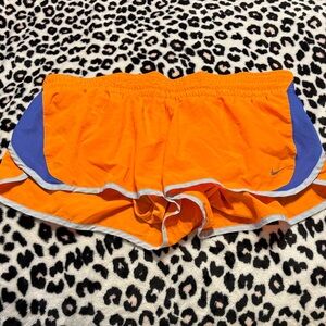Nike Women's Vibrant Orange and Blue Athletic Shorts